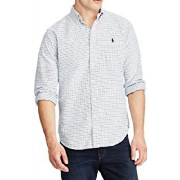 Ralph Lauren Tattersail Long-Sleeve Oxford Shirt- White/Black - Picture 2 of 15